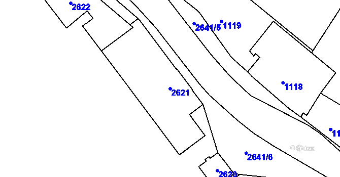 Parcela st. 2621 v KÚ Vimperk, Katastrální mapa