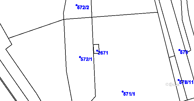 Parcela st. 2671 v KÚ Vimperk, Katastrální mapa