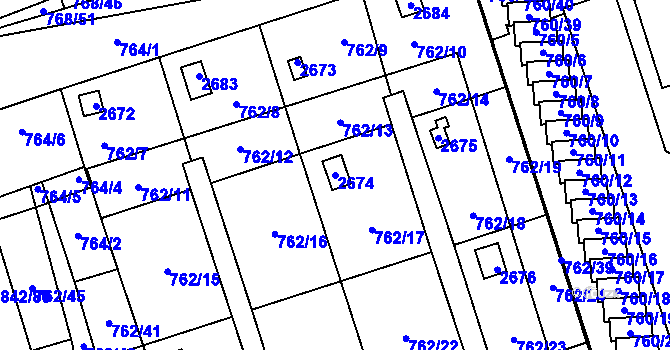 Parcela st. 2674 v KÚ Vimperk, Katastrální mapa