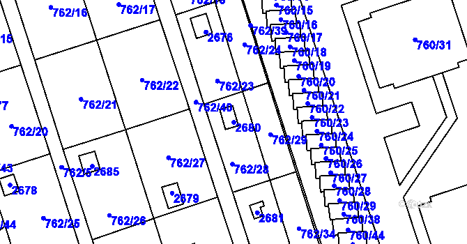 Parcela st. 2680 v KÚ Vimperk, Katastrální mapa