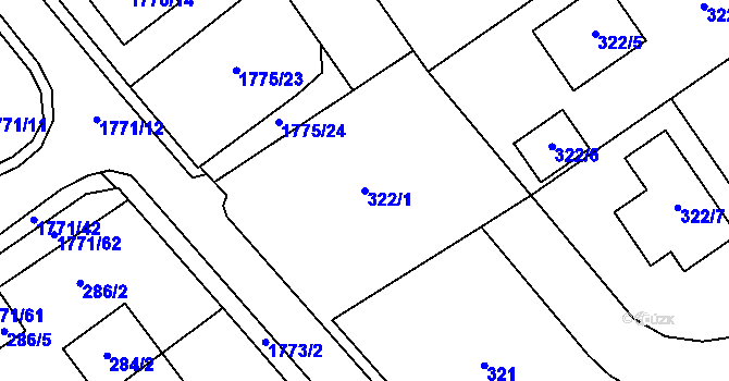 Parcela st. 322/1 v KÚ Vimperk, Katastrální mapa