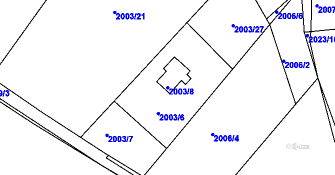 Parcela st. 2003/8 v KÚ Vimperk, Katastrální mapa