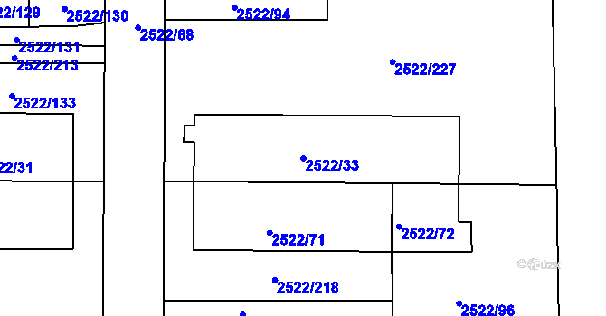 Parcela st. 2522/33 v KÚ Vimperk, Katastrální mapa