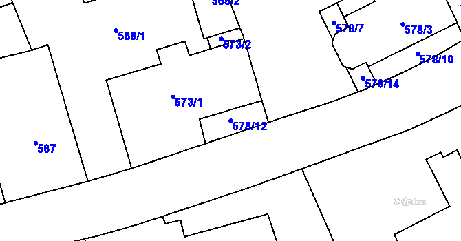 Parcela st. 578/12 v KÚ Vimperk, Katastrální mapa