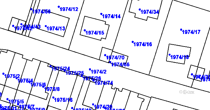 Parcela st. 1974/70 v KÚ Vimperk, Katastrální mapa