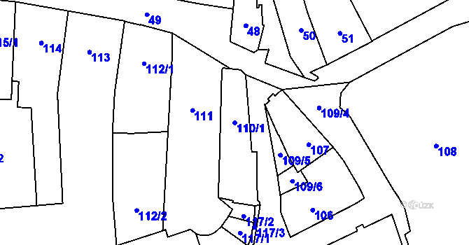 Parcela st. 110/1 v KÚ Vimperk, Katastrální mapa