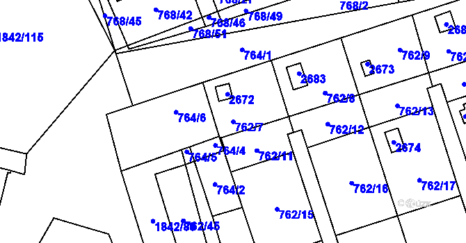 Parcela st. 762/7 v KÚ Vimperk, Katastrální mapa