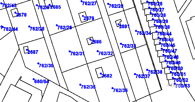 Parcela st. 762/32 v KÚ Vimperk, Katastrální mapa