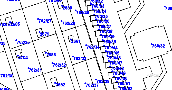 Parcela st. 762/34 v KÚ Vimperk, Katastrální mapa