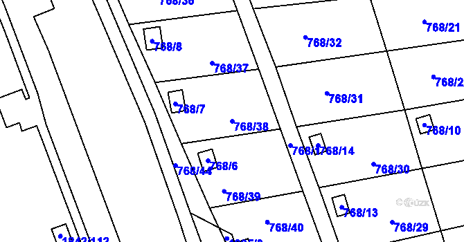Parcela st. 768/38 v KÚ Vimperk, Katastrální mapa