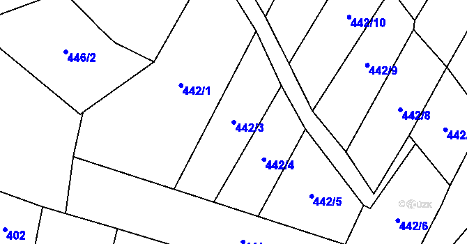 Parcela st. 442/3 v KÚ Vimperk, Katastrální mapa