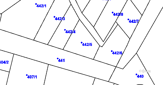Parcela st. 442/5 v KÚ Vimperk, Katastrální mapa