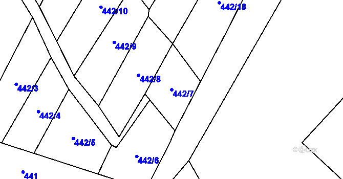 Parcela st. 442/7 v KÚ Vimperk, Katastrální mapa