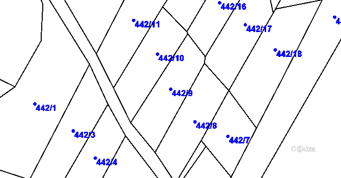 Parcela st. 442/9 v KÚ Vimperk, Katastrální mapa