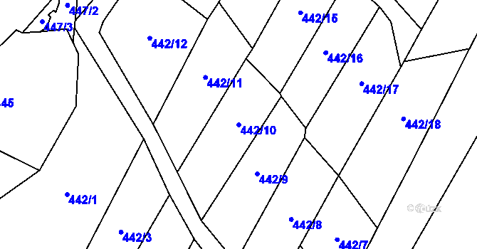 Parcela st. 442/10 v KÚ Vimperk, Katastrální mapa