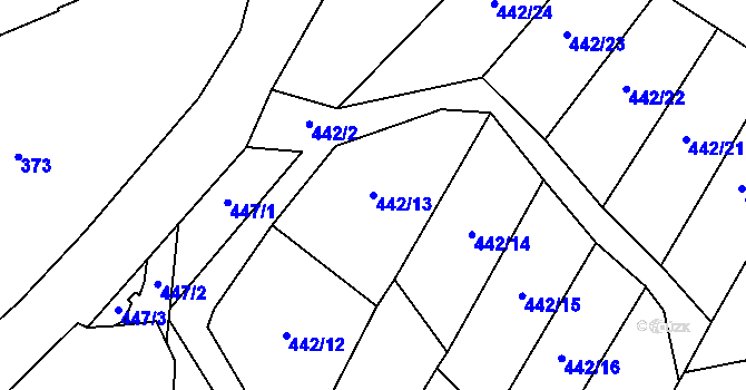 Parcela st. 442/13 v KÚ Vimperk, Katastrální mapa