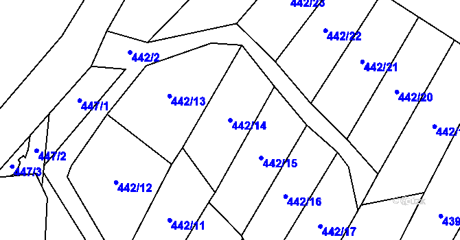 Parcela st. 442/14 v KÚ Vimperk, Katastrální mapa