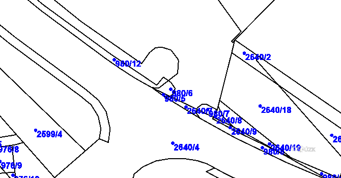 Parcela st. 980/6 v KÚ Vimperk, Katastrální mapa