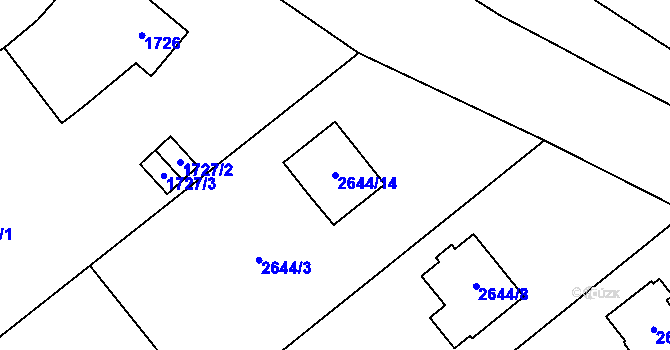 Parcela st. 2644/14 v KÚ Vimperk, Katastrální mapa