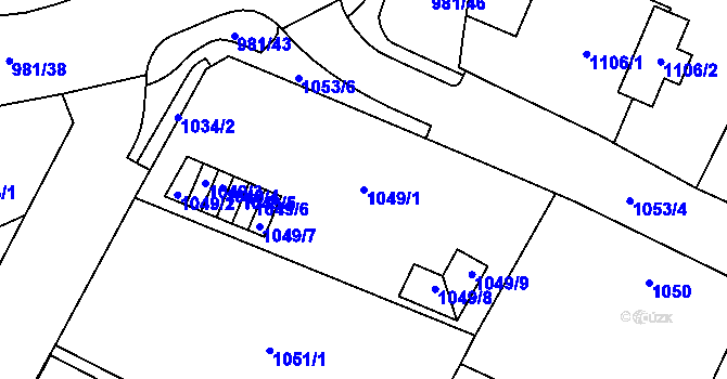 Parcela st. 1049/1 v KÚ Vimperk, Katastrální mapa
