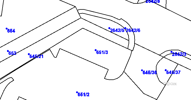 Parcela st. 651/3 v KÚ Vimperk, Katastrální mapa