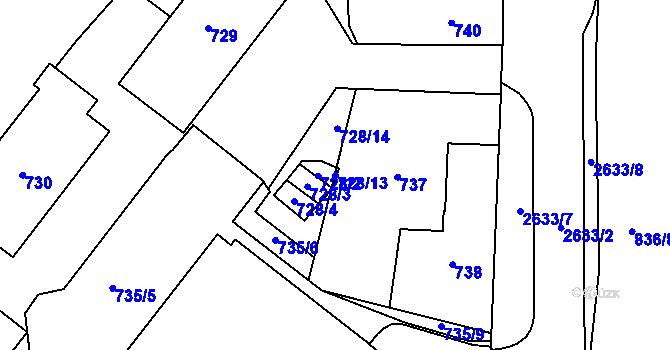 Parcela st. 728/13 v KÚ Vimperk, Katastrální mapa