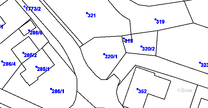 Parcela st. 320/1 v KÚ Vimperk, Katastrální mapa