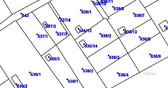 Parcela st. 536/14 v KÚ Vimperk, Katastrální mapa