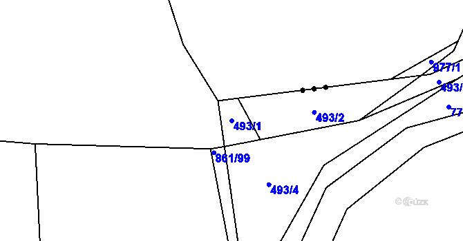 Parcela st. 493/1 v KÚ Výškovice u Vimperka, Katastrální mapa