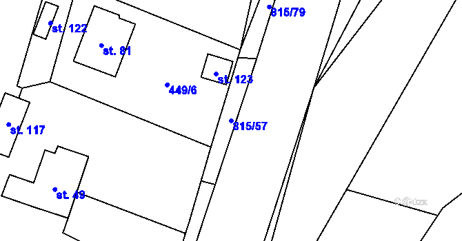 Parcela st. 815/57 v KÚ Výškovice u Vimperka, Katastrální mapa