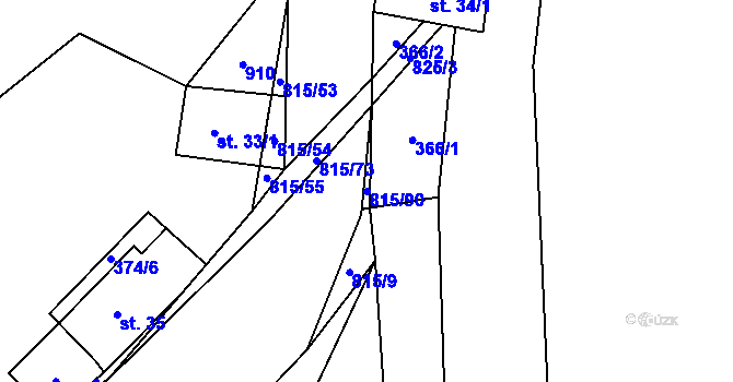 Parcela st. 815/90 v KÚ Výškovice u Vimperka, Katastrální mapa
