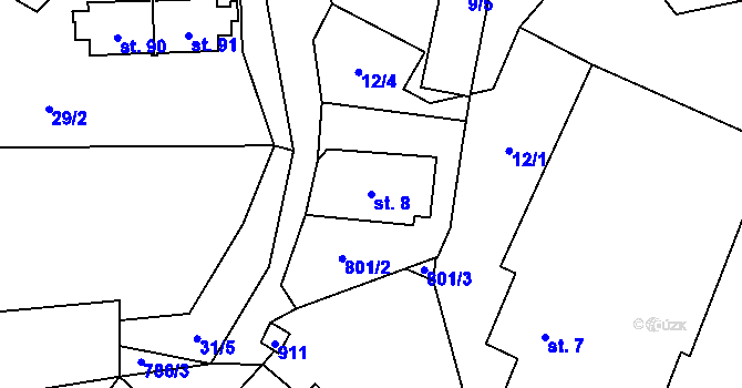 Parcela st. 8 v KÚ Výškovice u Vimperka, Katastrální mapa