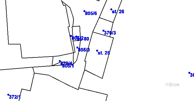Parcela st. 25 v KÚ Výškovice u Vimperka, Katastrální mapa