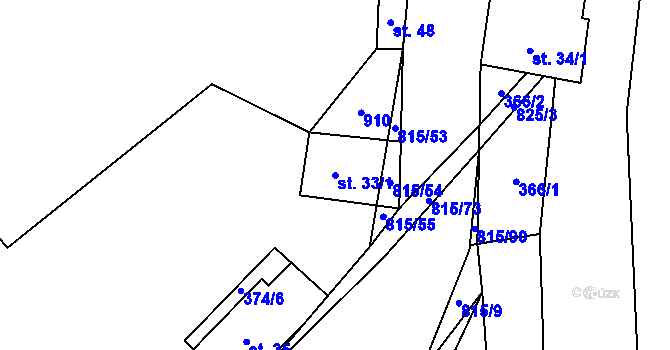 Parcela st. 33/1 v KÚ Výškovice u Vimperka, Katastrální mapa