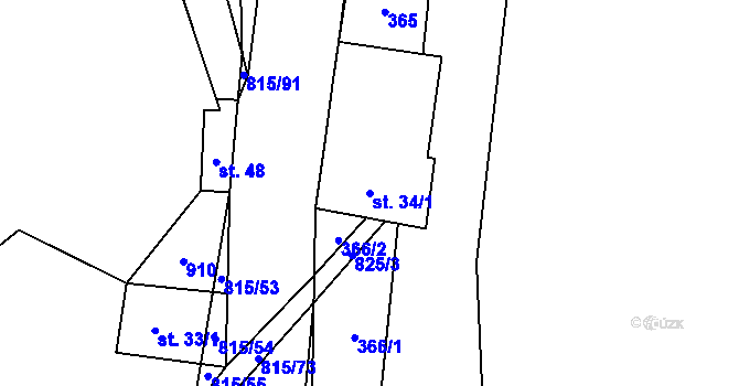 Parcela st. 34/1 v KÚ Výškovice u Vimperka, Katastrální mapa