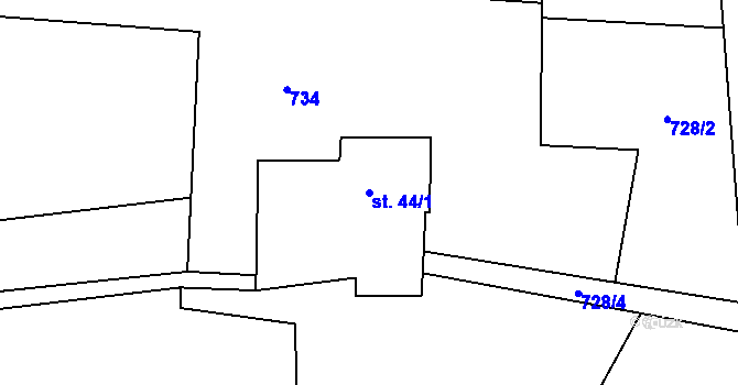 Parcela st. 44/1 v KÚ Výškovice u Vimperka, Katastrální mapa