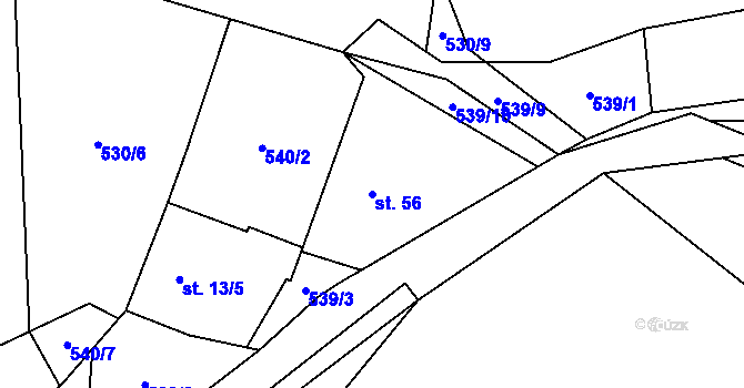 Parcela st. 56 v KÚ Výškovice u Vimperka, Katastrální mapa