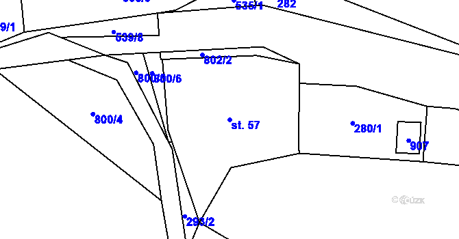 Parcela st. 57 v KÚ Výškovice u Vimperka, Katastrální mapa