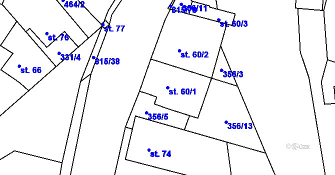 Parcela st. 60/1 v KÚ Výškovice u Vimperka, Katastrální mapa