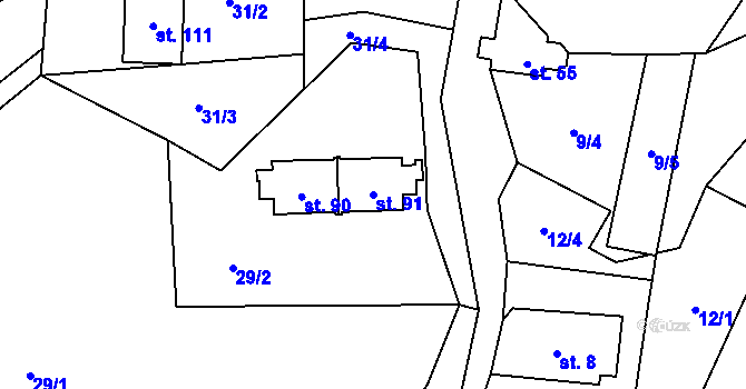Parcela st. 91 v KÚ Výškovice u Vimperka, Katastrální mapa