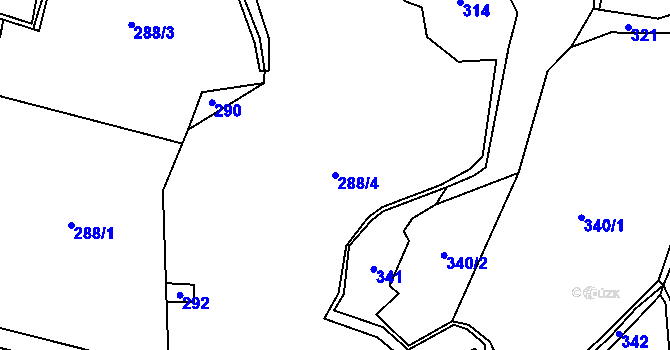 Parcela st. 288/4 v KÚ Výškovice u Vimperka, Katastrální mapa