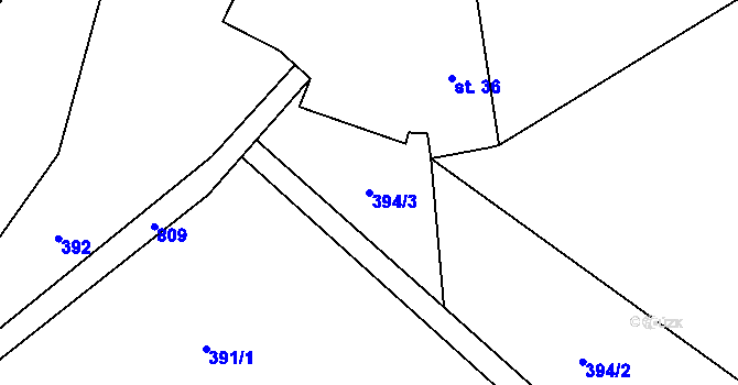 Parcela st. 394/3 v KÚ Výškovice u Vimperka, Katastrální mapa