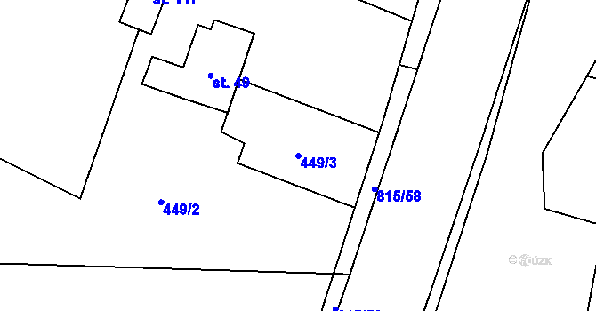 Parcela st. 449/3 v KÚ Výškovice u Vimperka, Katastrální mapa