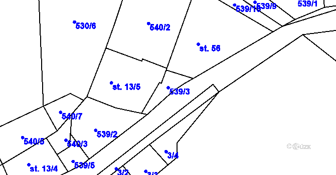 Parcela st. 539/3 v KÚ Výškovice u Vimperka, Katastrální mapa