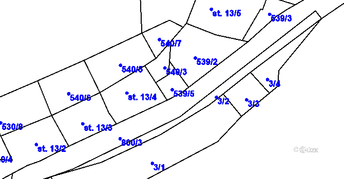 Parcela st. 539/5 v KÚ Výškovice u Vimperka, Katastrální mapa