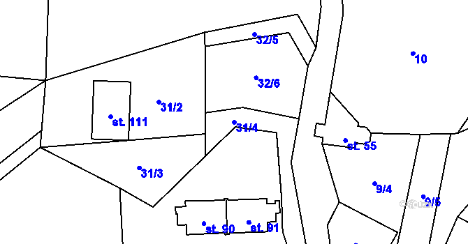 Parcela st. 31/4 v KÚ Výškovice u Vimperka, Katastrální mapa