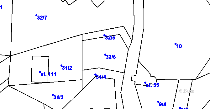 Parcela st. 32/6 v KÚ Výškovice u Vimperka, Katastrální mapa