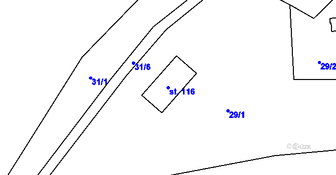 Parcela st. 116 v KÚ Výškovice u Vimperka, Katastrální mapa