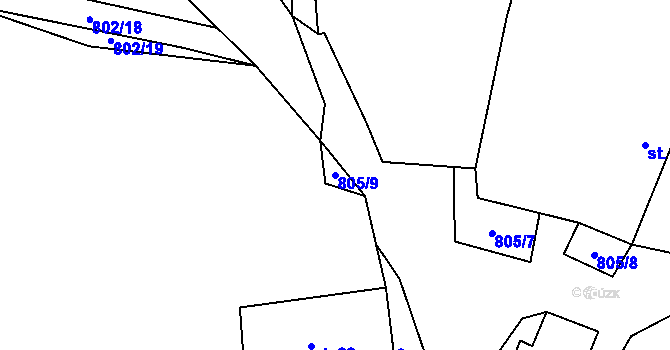 Parcela st. 805/9 v KÚ Výškovice u Vimperka, Katastrální mapa
