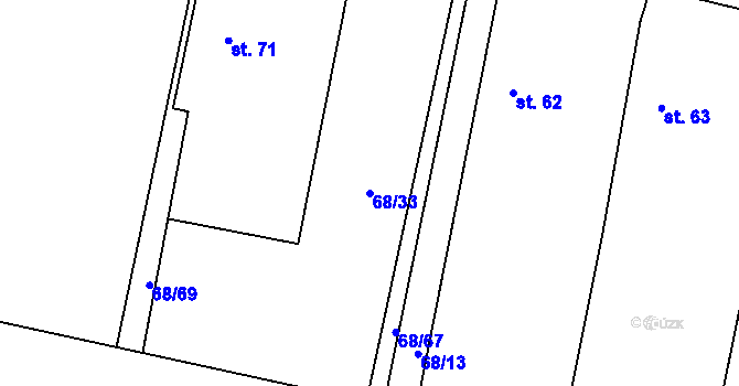 Parcela st. 68/33 v KÚ Kozojídky u Vinar, Katastrální mapa